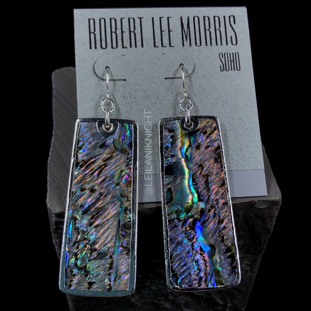Robert Lee Morris SOHO Genuine Abalone Long Dangle Earrings - Picture 7 of 9